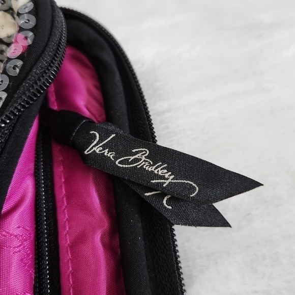 VERA Bradley Shimmer Canterberry Magenta Black White Wallet Wristlet Handbag